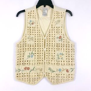 Vintage Grandmacore 90s Patchwork Cotton Vest Size M